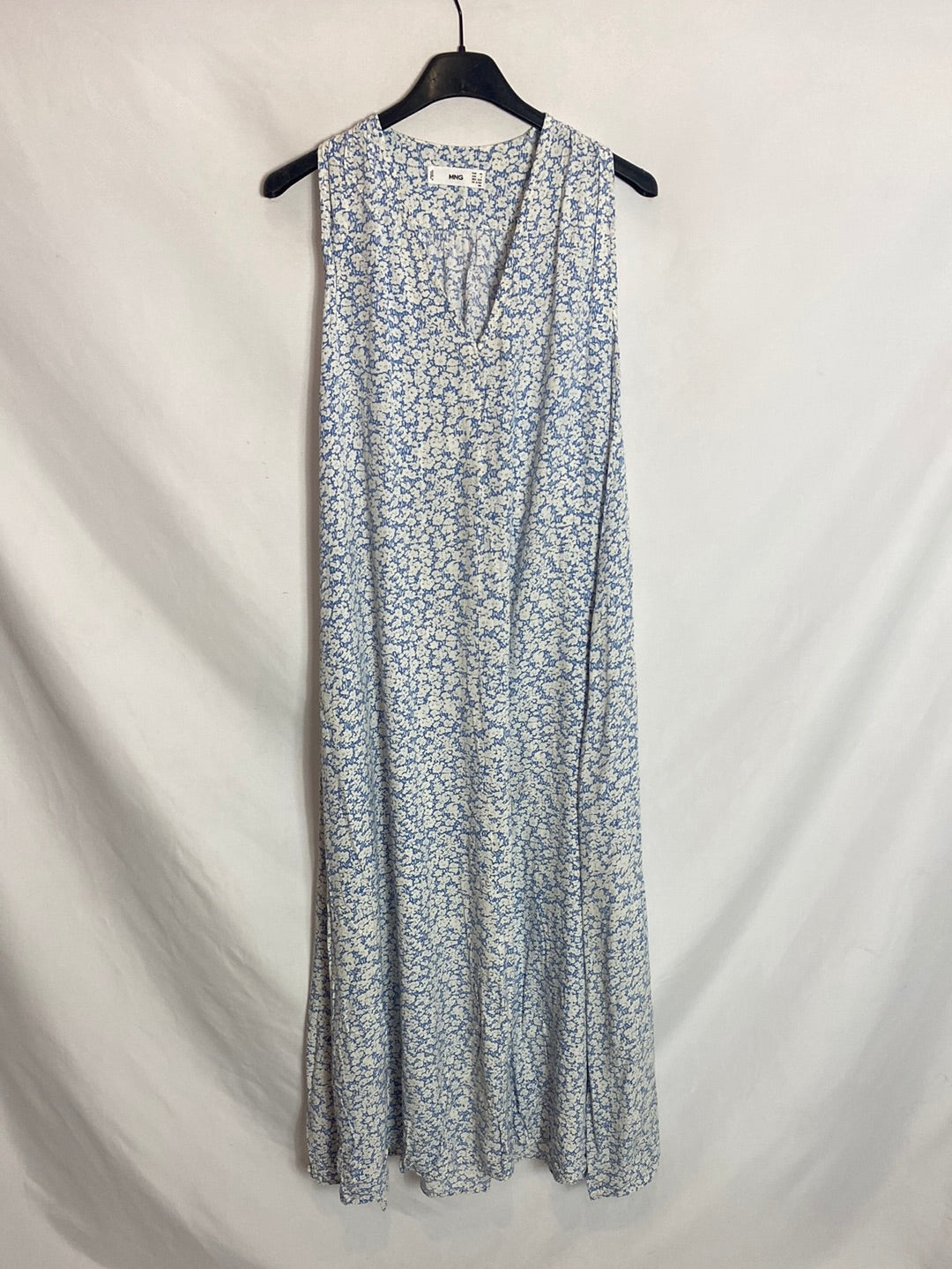 MANGO. Vestido midi camisero flores. T.XS