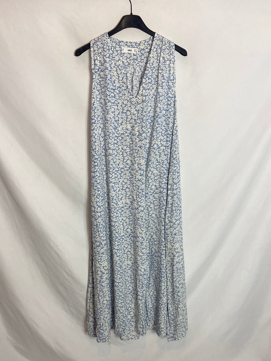 MANGO. Vestido midi camisero flores. T.XS