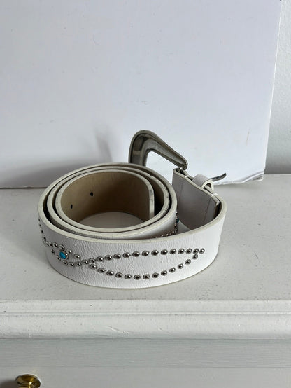 LOAVIES. White studded belt