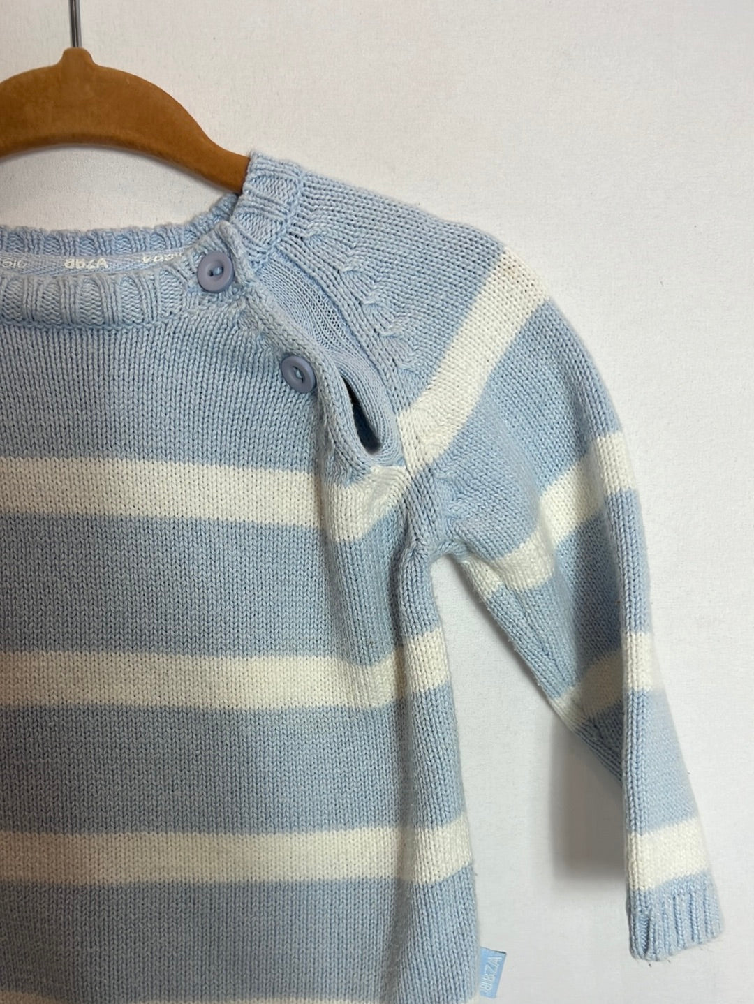 ZARA. Blue striped knit sweater, size 3-6 months