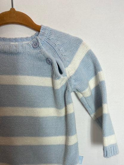 ZARA. Blue striped knit sweater, size 3-6 months