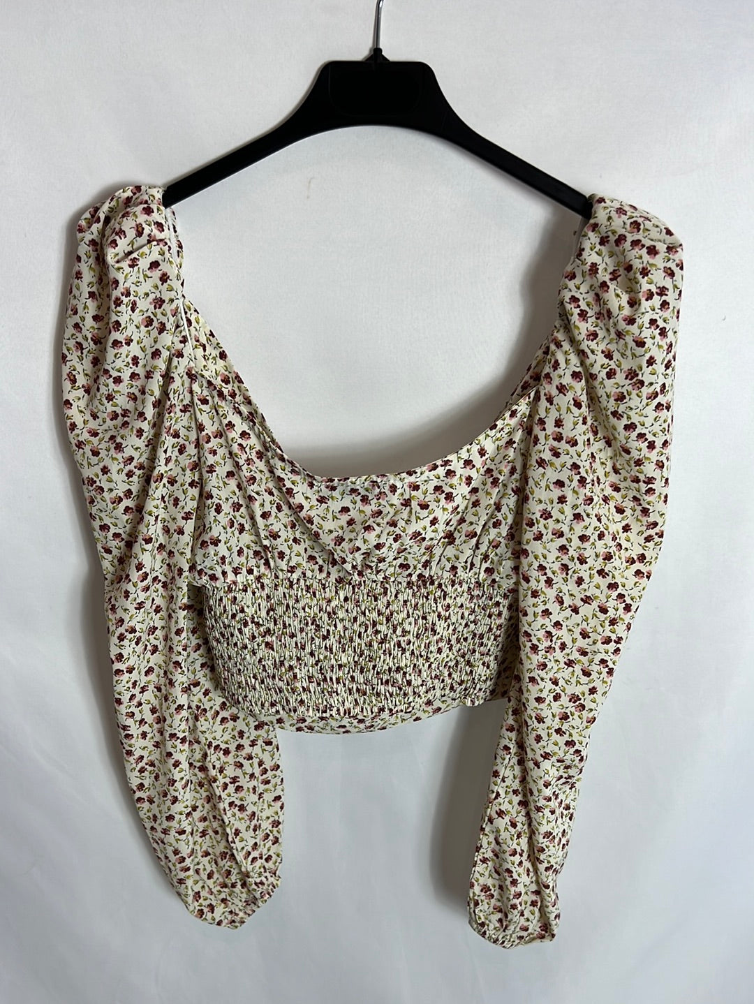LOAVIES. Croptop beige flowers T.xs
