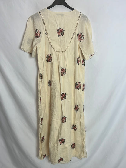 INTROPIA. Vestido beige bordado T.xs