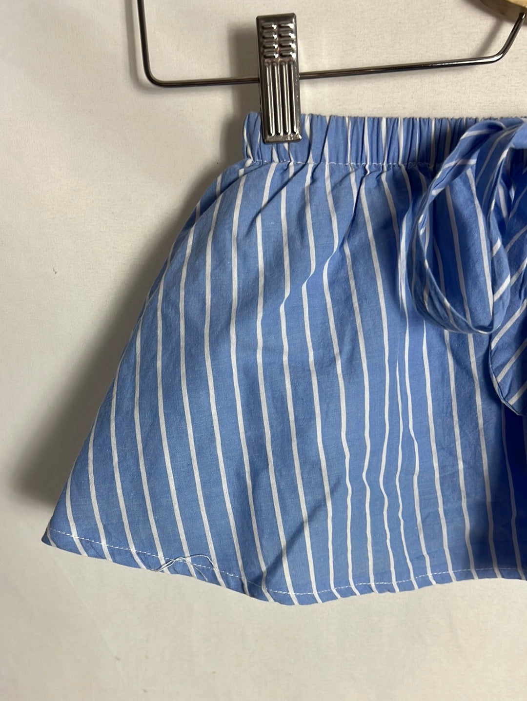 OTRAS. Crop top volante azul. T S