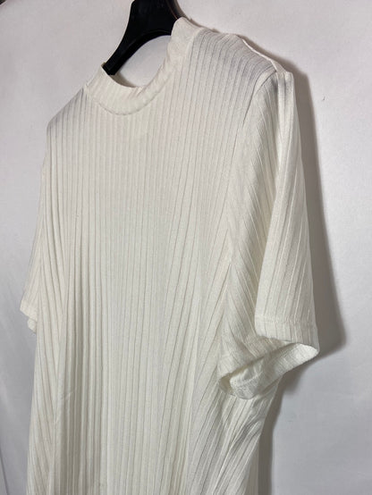 H&M. Camiseta blanca canalé T. XL