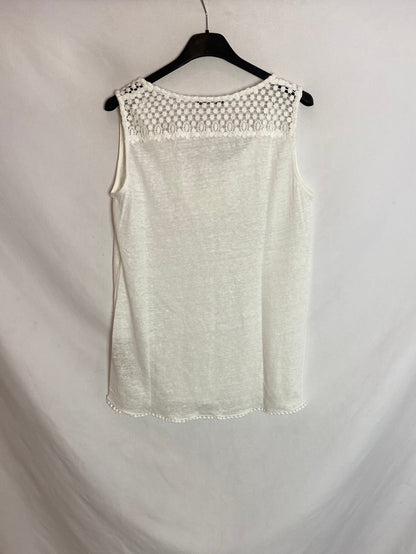MASSIMO DUTTI. Camiseta blanca lino T.xl