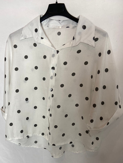 OTRAS. Camisa blanca lunares TU. (M)