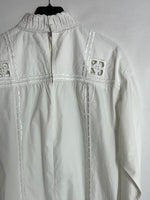 ISABEL MARANT. Vestido blanco bordado manga larga. T 38