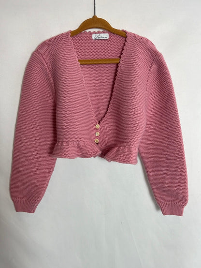 ARTINSA. Pink ruffled cardigan. Size 5 years.