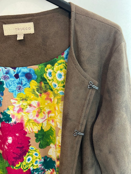 TRUCCO. Brown suede jacket with snaps. Size 40