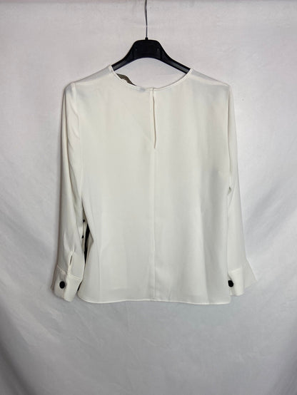 ZARA. Blusa blanca botones a los lados. T.XS
