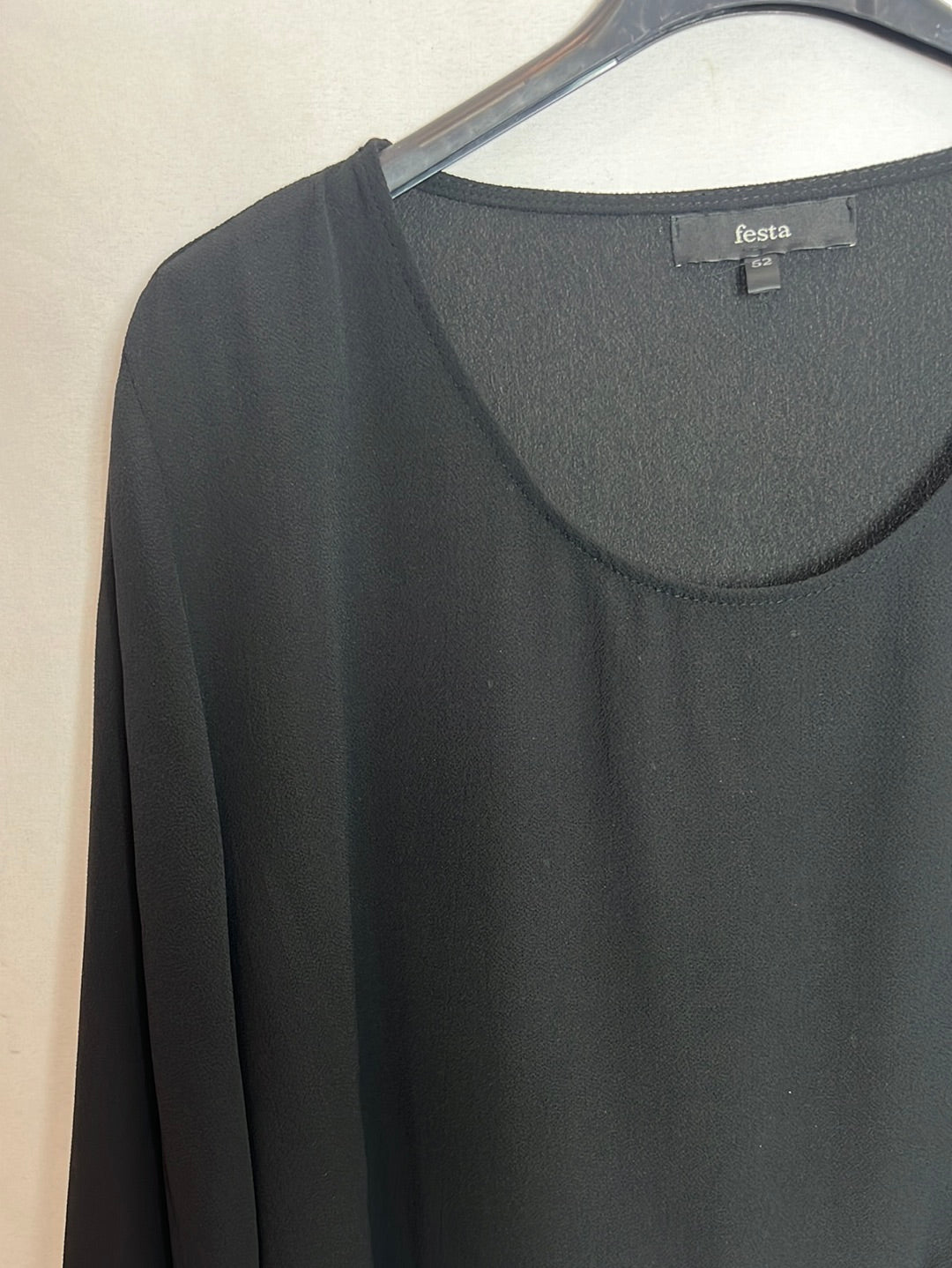 FESTA. Blusa negra volante T 52 (XXL)