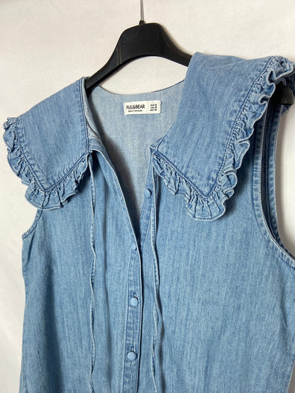 PULL&BEAR. Camisa denim cuello bebé. T.M