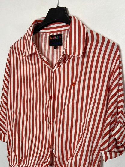 &COLORS. Camisa de rayas anudada T.XL