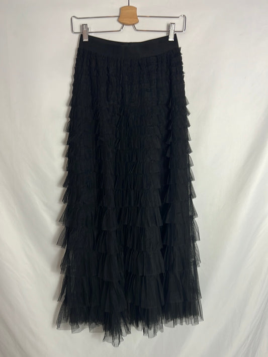 MULAYA. Falda tul y volantes negra. T U (s/m)