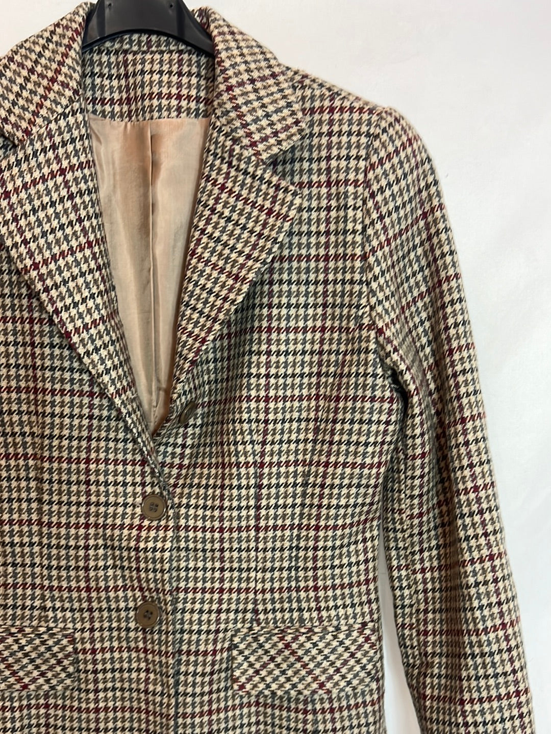 LÁRGUEL. Vintage checked wool blazer. Size 42
