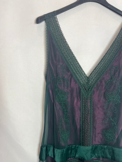 ADOLFO DOMIGUEZ. Two-tone lace midi dress. Size 40