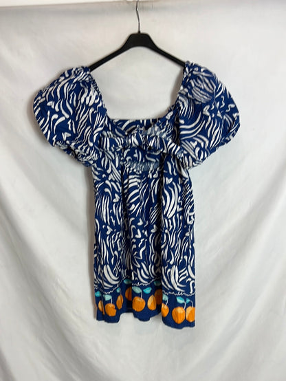 PRIMARK. Vestido corto manga farol. T Se