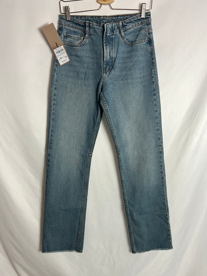 MASSIMO DUTTI. Pantalón denim recto cremallera. T 36