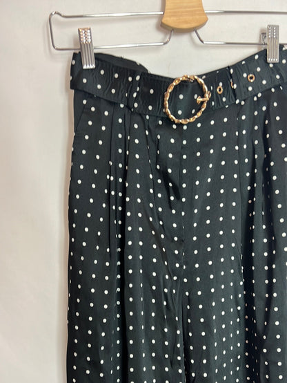 MANGO. Pantalón palazzo negro lunares. Y 34