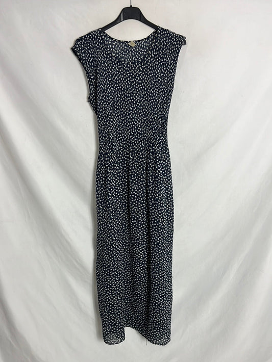 ENERDA. Vestido midi azul flores. T L