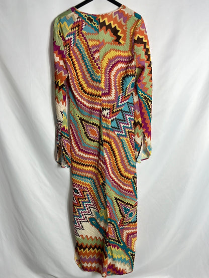 ZARA. Vestido largo textura colores. T M