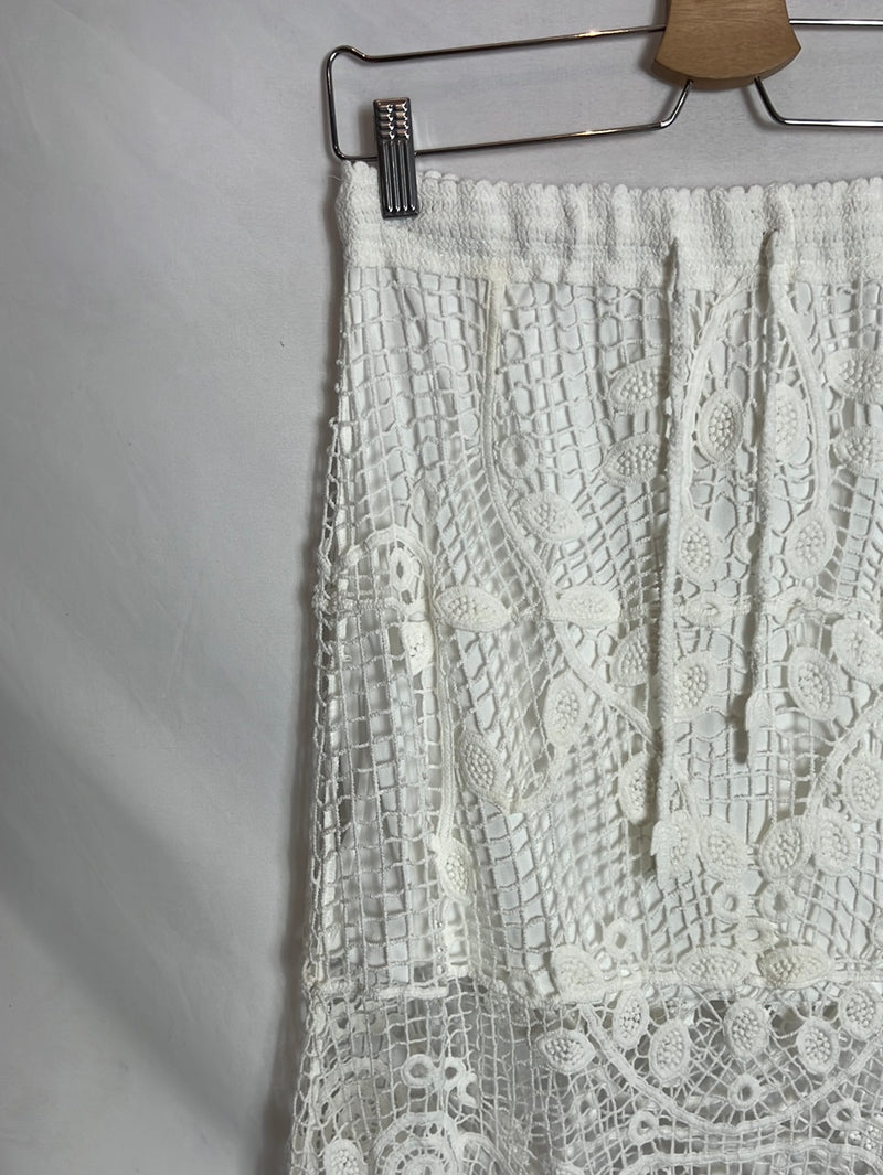 OTRAS. Falda crochet blanca midi TU (S/M)