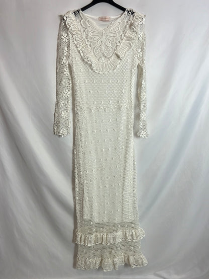 AMICHI. Vestido largo crochet blanco. T S