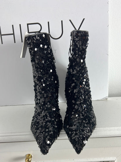 ZARA. Botines negro lentejuelas. T 39