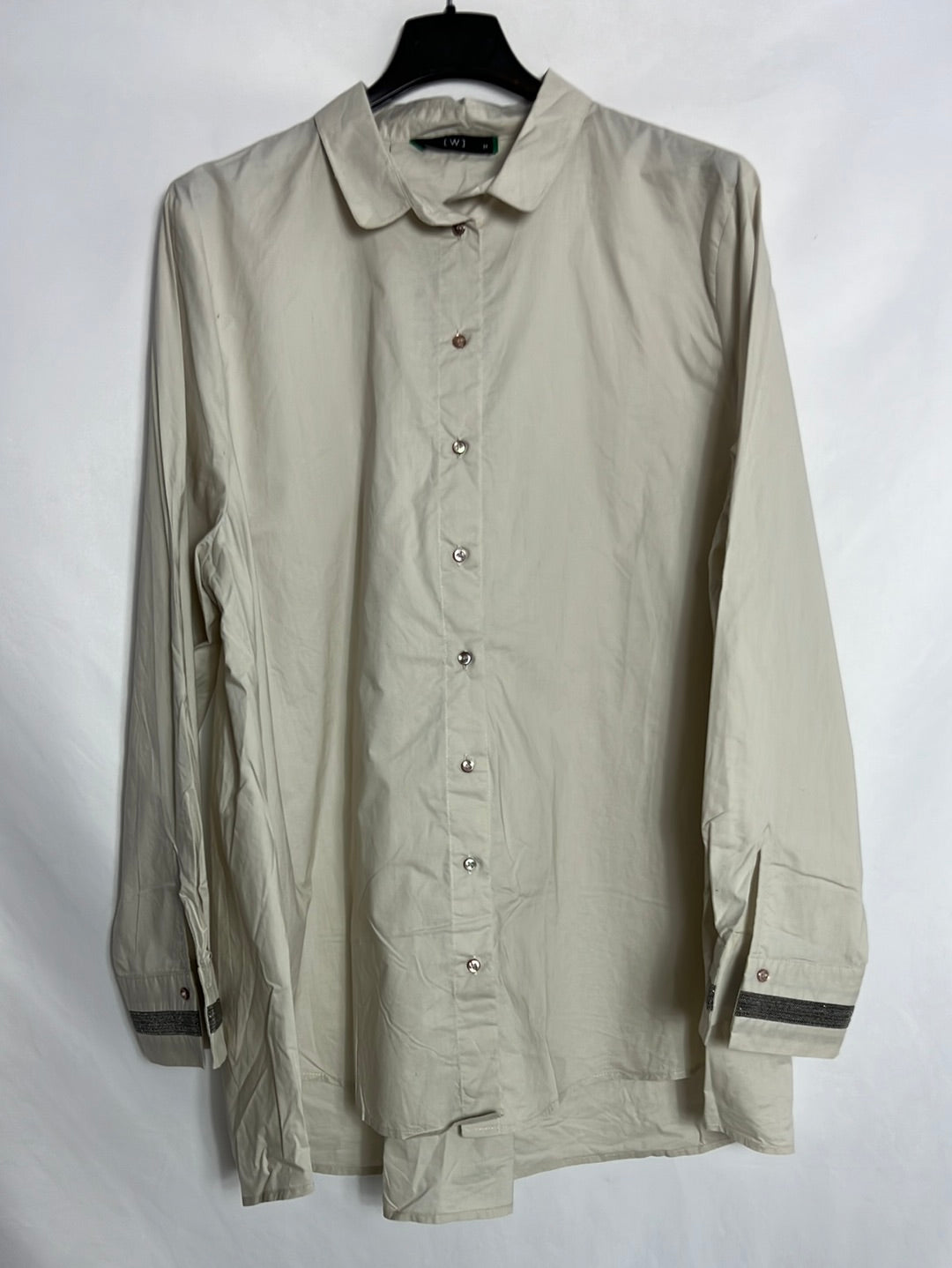 EL CORTE INGLES. Blusa beige detalle puños. T M