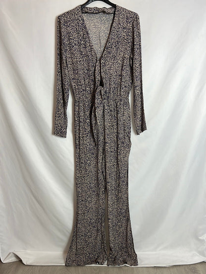 ZARA. Long flowing printed jumpsuit with bow. TS