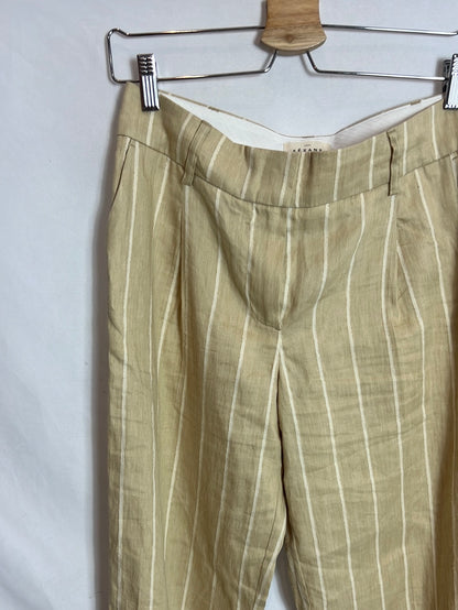 SEZANE. Pantalón beige rayas  T.36