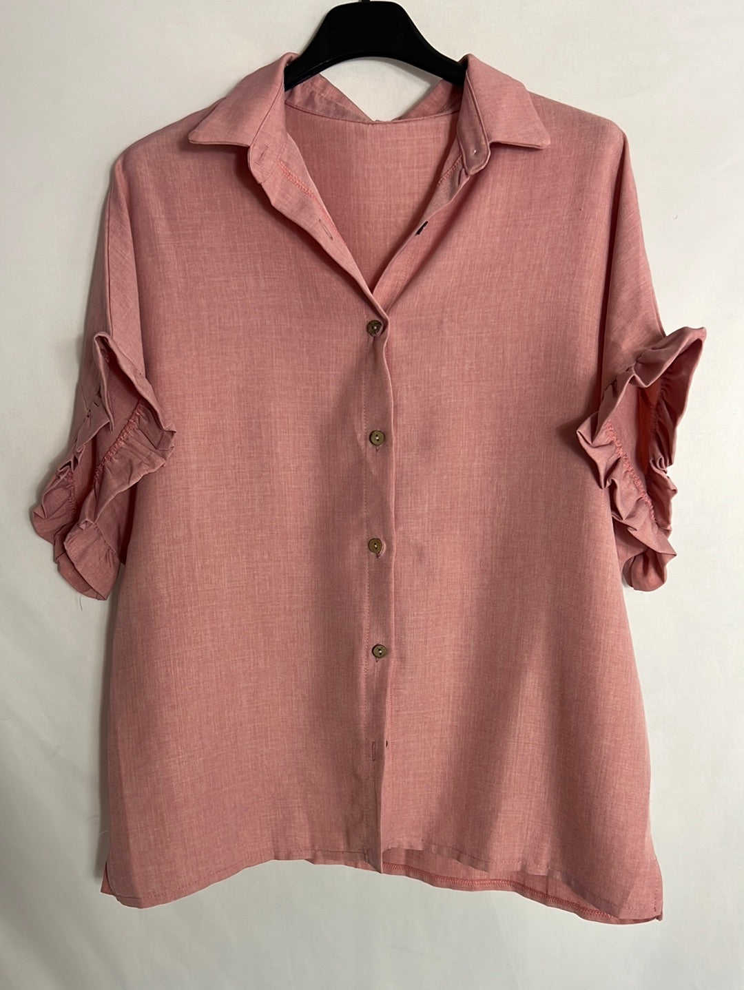 OTRAS. Blusa manga corta rosa jaspeada. T M