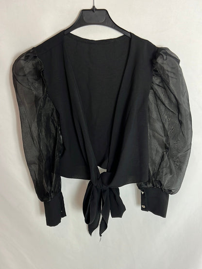 OTRAS. Top negro satinado TU(xs/s)