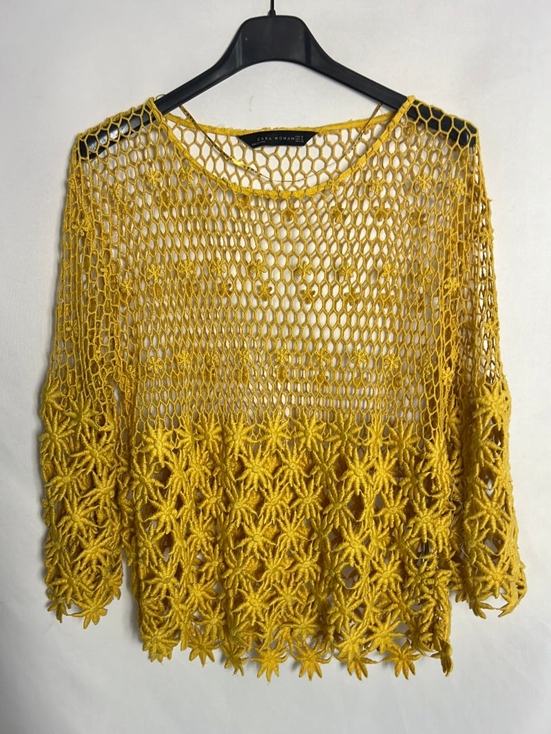 ZARA. Top crochet amarillo. T M