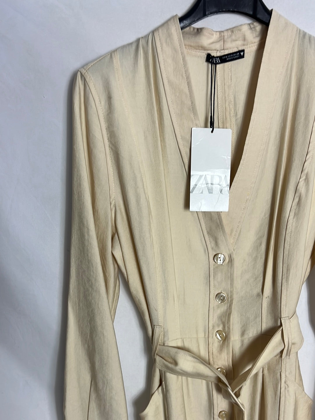 ZARA. Mono largo beige fluido. T S