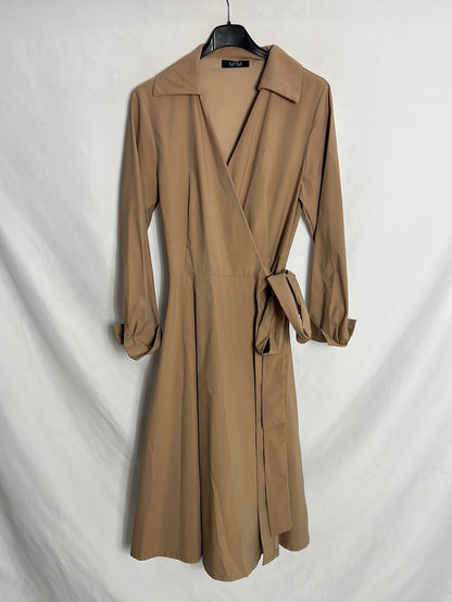 M=M. Beige trench coat-style midi dress. TS