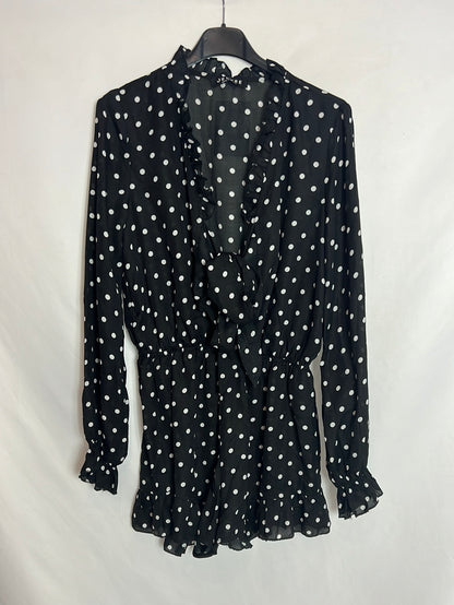 EUVRE. Black polka dot short jumpsuit. TS