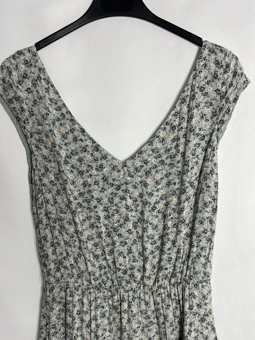 MANGO. Vestido azul claro flores. T S