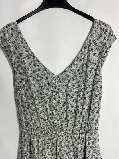 MANGO. Vestido azul claro flores. T S