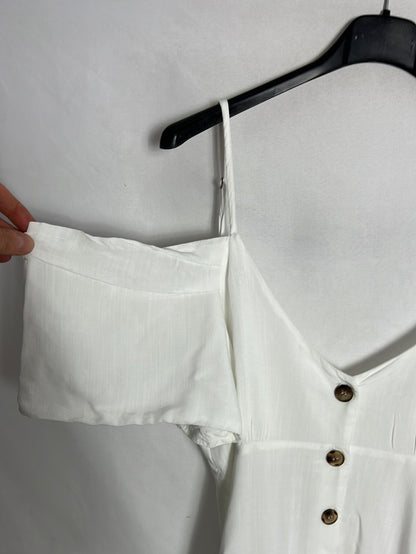 MULAYA. Top blanco fluido botones. T L