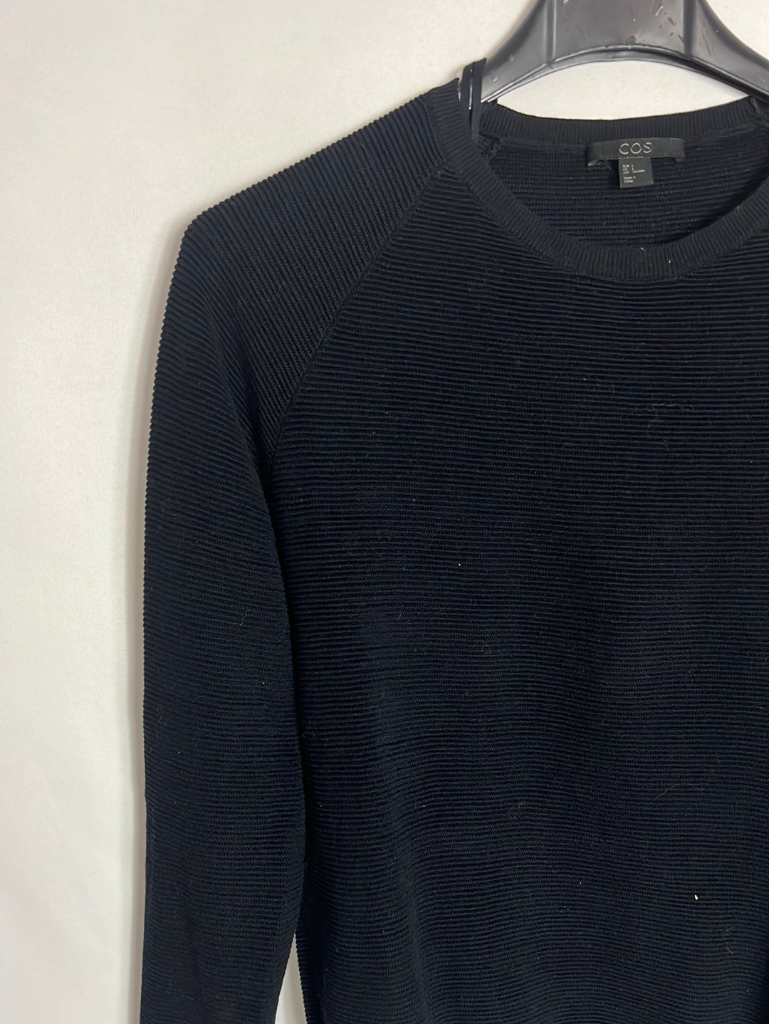 COS. Jersey algodón azul textura. T S