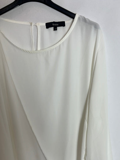 FESTA. Blusa blanca fluida lazada. T 48