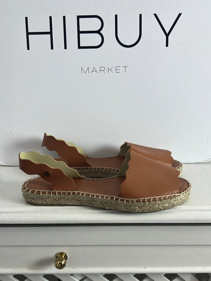 PITUSAS. Sandalias planas esparto marrones. T 37