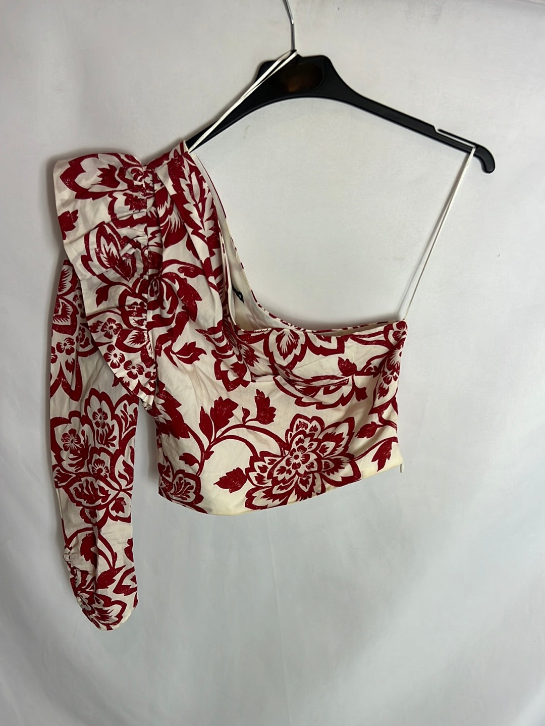 ZARA. Beige floral crop top T.xs