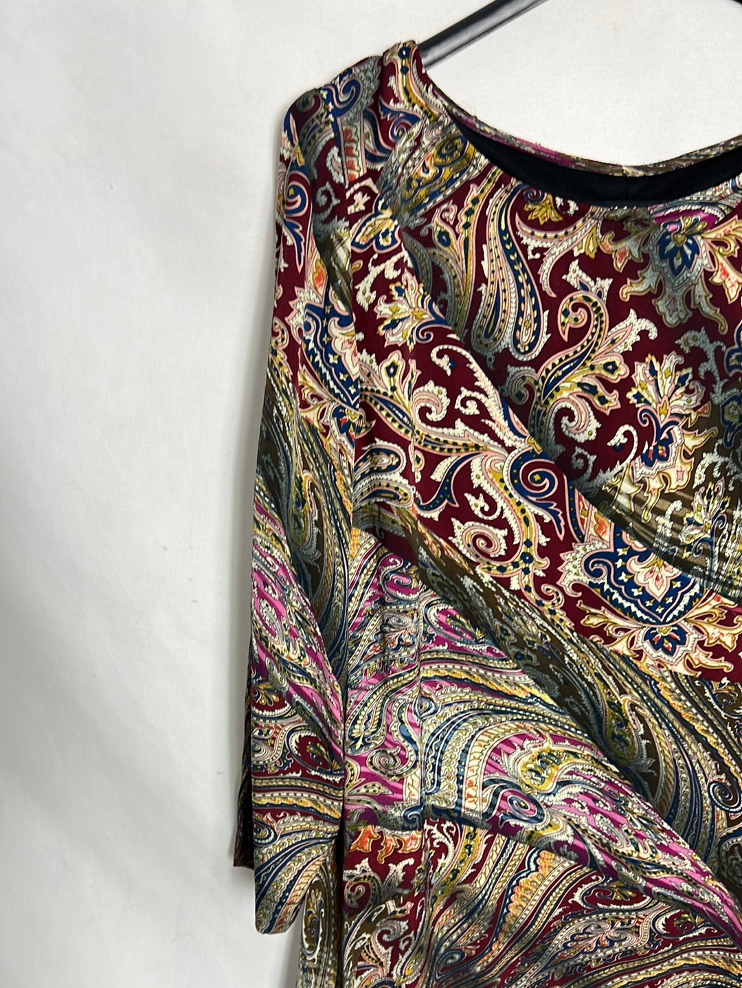 FIL BLAU. Printed satin short dress. Size 40