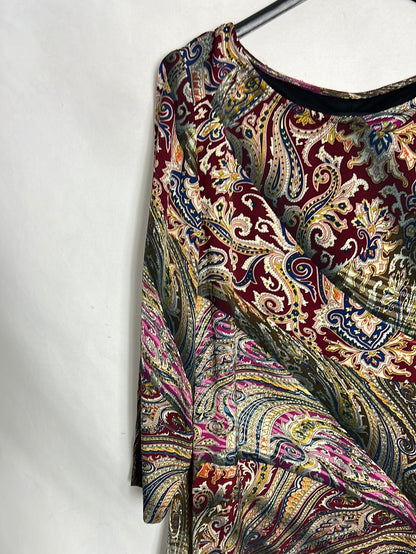 FIL BLAU. Printed satin short dress. Size 40