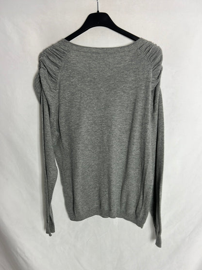 OTRAS. Jersey gris manga abullonada pájaro. T M