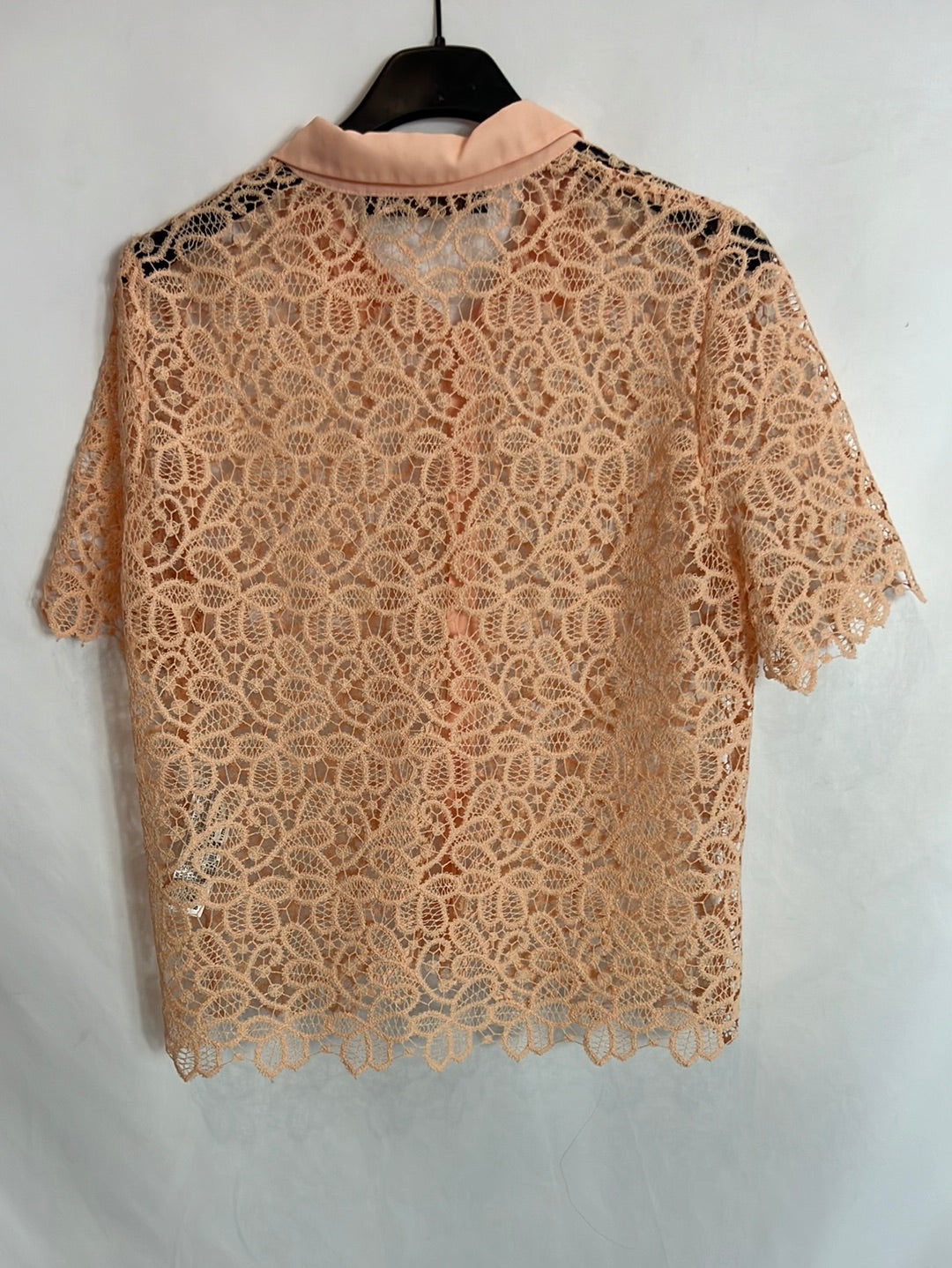 ZARA. Blusa rosa encaje T.s