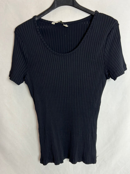 CORTEFIEL. Blue ribbed T-shirt, size 42